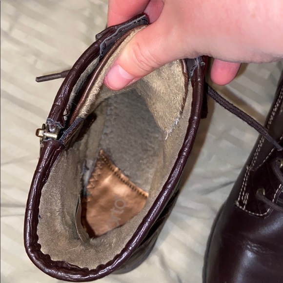 Brown Lace Up and Zipper Combat Boots - Picture 6 of 7